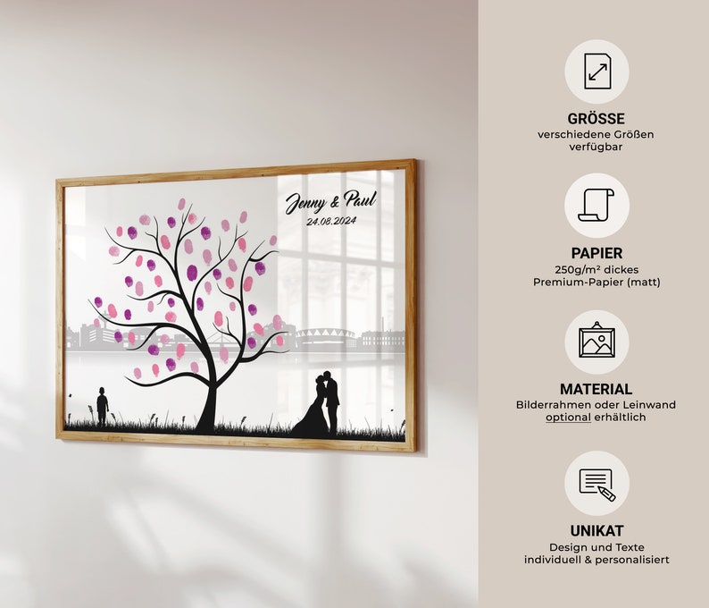 Guestbook Wedding Wedding Tree Weddingtree arbre à empreinte mariage Leverkusen canvas premium paper, fingerprint gift image 2