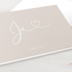 Gästebuch Hochzeit mit und ohne Fragen weiße Seiten blanko fotobuch romantisch ja beige elfenbein