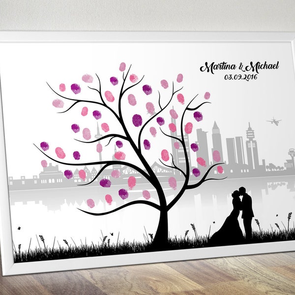 Guestbook Wedding Wedding Tree Weddingtree Canvas Premium Paper Fingerprint Tree Gift Frankfurt Personalized Refined