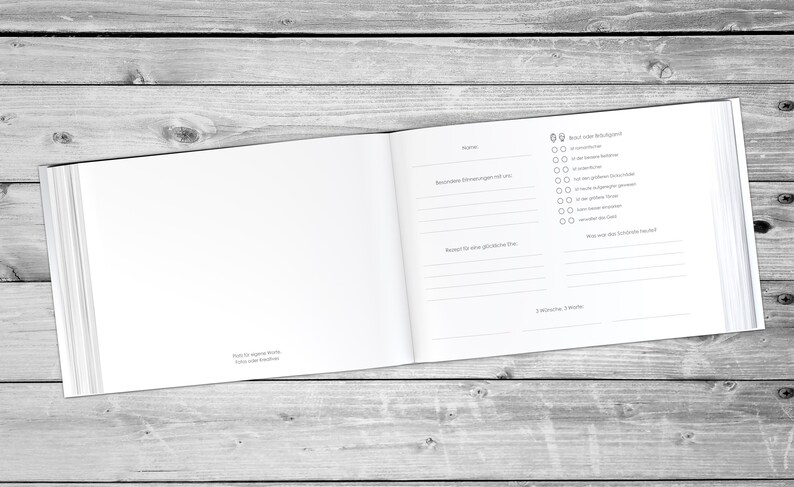 Guestbook wedding with and without questions white pages blank photo book romantic photo couple Flower Love