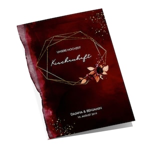 25 x libretti per chiesa Acquerello Brezza vino rosso - DIN A5 stampati su un lato matrimonio con nomi e date personalizzati libretti per chiesa acquerello floreale