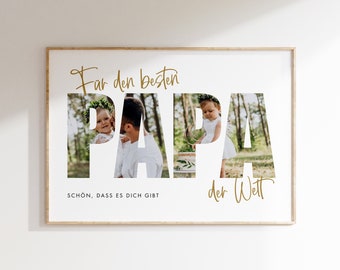 Papa Geschenk Vatertag, Vatertagsgeschenk personalisiert, Geschenke für Männer Mann Ehemann Vater Bild Poster Deko Familie