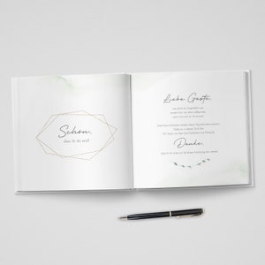 GÄSTEBUCH Hochzeit Eucalyptus personalisiert mit Namen & Datum Einleitung Fragen oder blanko Eukalyptus Greenery Maximus Bild 3