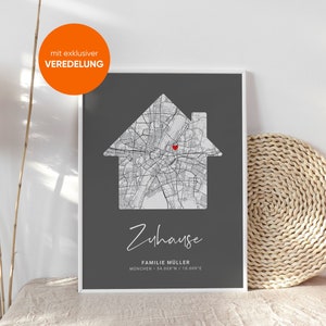 Einzugsgeschenk Haus Wohnung Koordinaten Einweihungsgeschenk Wohnzimmer Bild Richtfest Umzug WG Poster Koordinaten Zuhause Heim Valentinstag