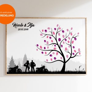 Guestbook Wedding Weddingtree Motorcycle Canvas Premium Paper Wedding Gift Engagement Fingerprint Finishing arbre empreinte mariage