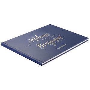 Gästebuch Hochzeit Deluxe PERSONALISIERT marine-blau sehr edel Gold Veredelung Hardcover A4 MARINEBLAU Bild 2