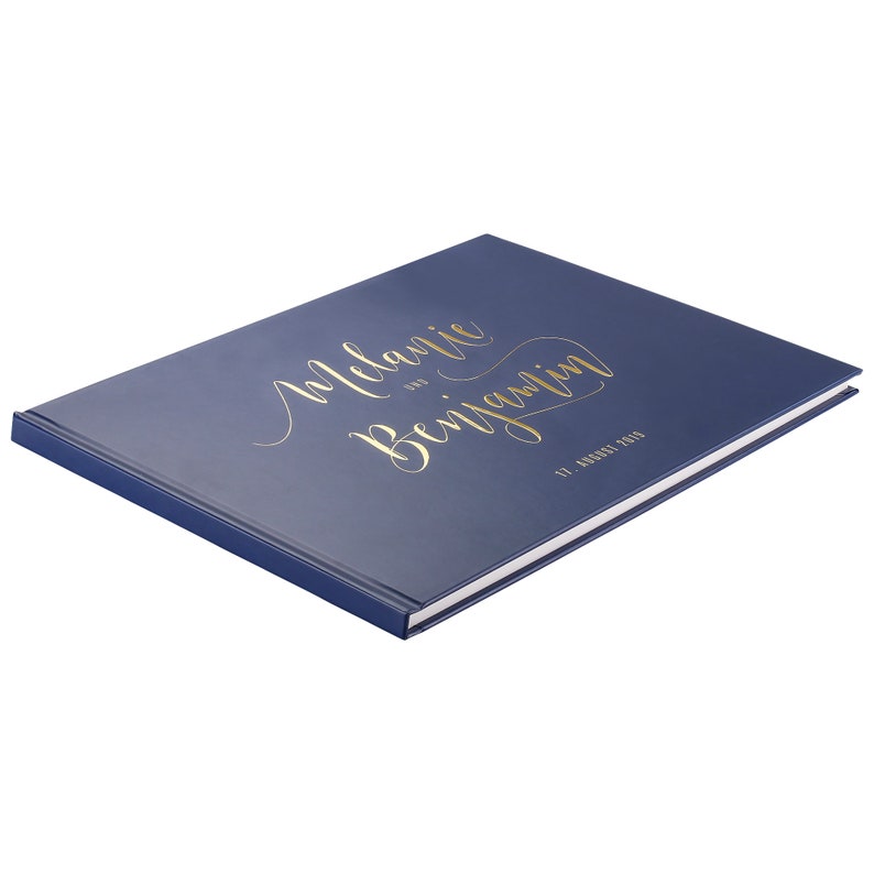Gästebuch Hochzeit Deluxe PERSONALISIERT marine-blau sehr edel Gold Veredelung Hardcover A4 MARINEBLAU Bild 2