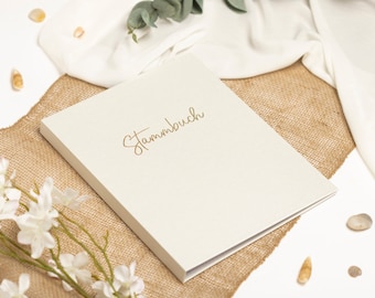 Family register - Premium linen white cream with gold embellishment - Hardcover with ring mechanism, including index 15 x 21 cm, classic A4