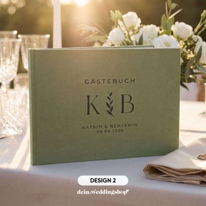 Personalized wedding guest book with your desired text | 100 pages | Premium linen | 5 colors | DIN A4 | Hardcover | For every occasion image 3