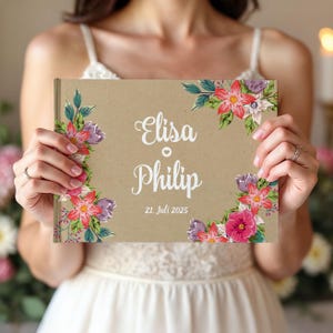 Libro degli ospiti per matrimonio senza domande pagine bianche libro fotografico vuoto elegante romantico vintage carta kraft - nomi personalizzati data