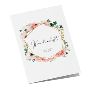 25 x Kirchenheft Modern Floral - DIN A5 einseitig bedruckt Hochzeit personalisiert Namen & Datum Kirchenhefte Blumen Blumig Flower