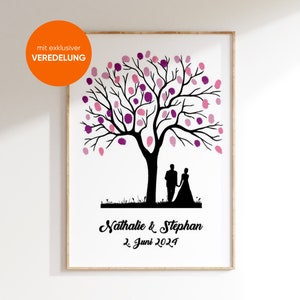 Libro degli ospiti per matrimoni, albero nuziale, tela, carta pregiata, albero delle impronte digitali, regalo di nozze