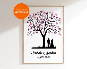 Livre d'or mariage Weddingtree toile papier premium arbre à empreinte mariage empreinte arbre cadeau finition arbre mariage