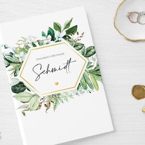 Stammbuch der Familie - Greenery Aquarell - Hardcover mit Ringmechanik, inklusive Register (15x22 cm, klassisch) personalisiert namen