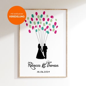 Libro degli ospiti Matrimonio Albero di nozze Palloncino Palloncino Tela Carta premium Impronta digitale Regalo Celebrazione weddingtree Personalizzato Raffinato immagine 1