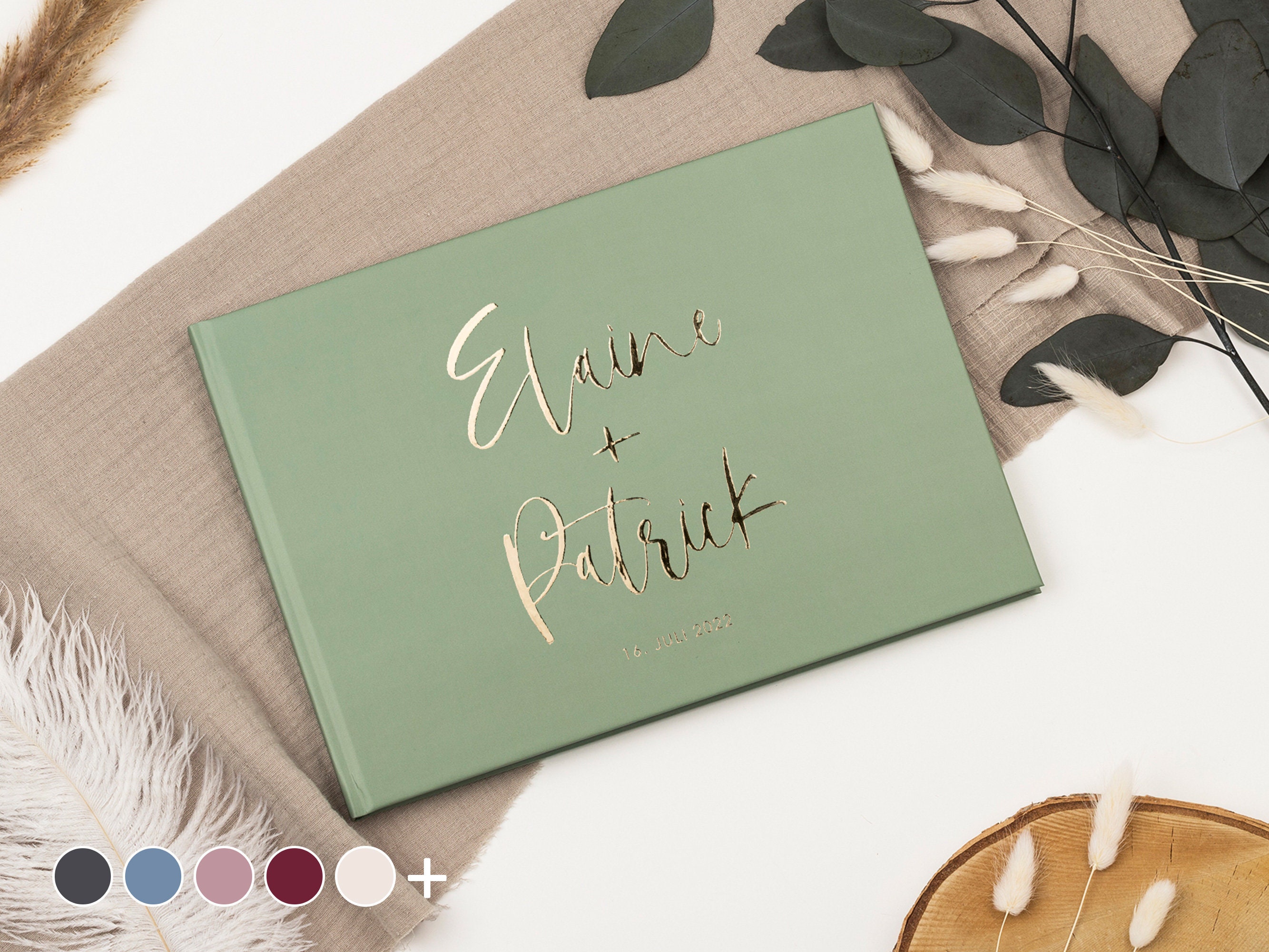 Wedding guest book | with questions or blank pages | personalized & finished | DIN A4 | Deluxe Flower