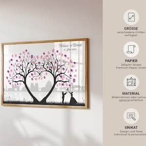 Gästebuch Hochzeit fingerabdruck Weddingtree empreinte mariage Paris Leinwand Premium-Papier Fingerabdruck Geschenk veredelt personalisiert Bild 2