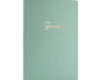 Family register - premium linen mint green with gold finish - hardcover with ring mechanism, including index (15 x 22 cm, classic)