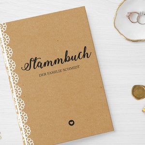 Stammbuch der Familie | Vintage Spitze | Hardcover mit Ringmechanik, inklusive Register | personalisiert Name Datum | Kraftpapier