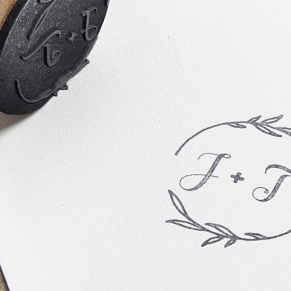 Stempel zur Hochzeit (rund), personalisiert mit Namen & Datum, Kalligrafie, Hochzeitseinladung, Hochzeitsstempel, Save the Date