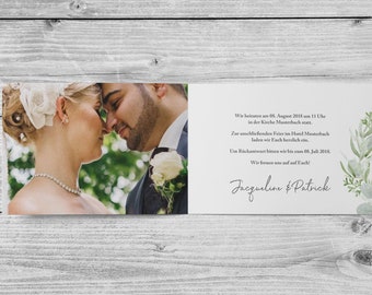 5 x Einladung Karte - Boho Love Din A6 Klappkarte 4-Seitig bedruckt Hochzeit personalisiert Namen Datum Foto