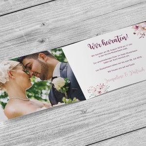 5 x uitnodigingskaart - Boho Love Din A6 vouwkaart gedrukt op 4 zijden bruiloft gepersonaliseerde naam datum foto