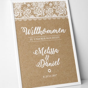 Hochzeit Willkommens-Schild Vintage Spitzen Bild 2