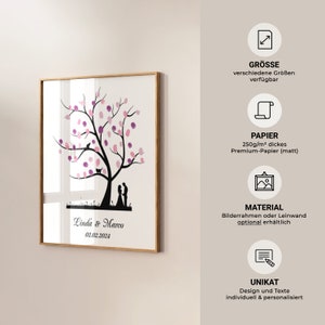 Gästebuch Hochzeit Wedding Tree Classic Leinwand Premium-Papier Fingerabdruck Baum Veredelung veredelt personalisiert Bild 2