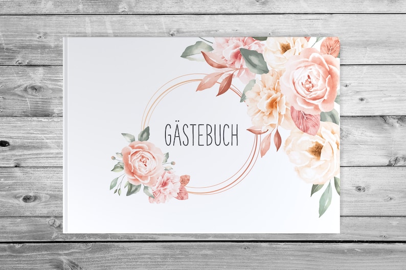 Guestbook wedding with and without questions white pages blank photo book romantic photo couple Flower Love
