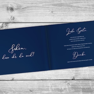 Gästebuch Hochzeit Deluxe PERSONALISIERT marine-blau sehr edel Gold Veredelung Hardcover A4 MARINEBLAU Bild 4