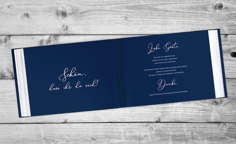 Gästebuch Hochzeit Deluxe PERSONALISIERT marine-blau sehr edel Gold Veredelung Hardcover A4 MARINEBLAU Bild 4
