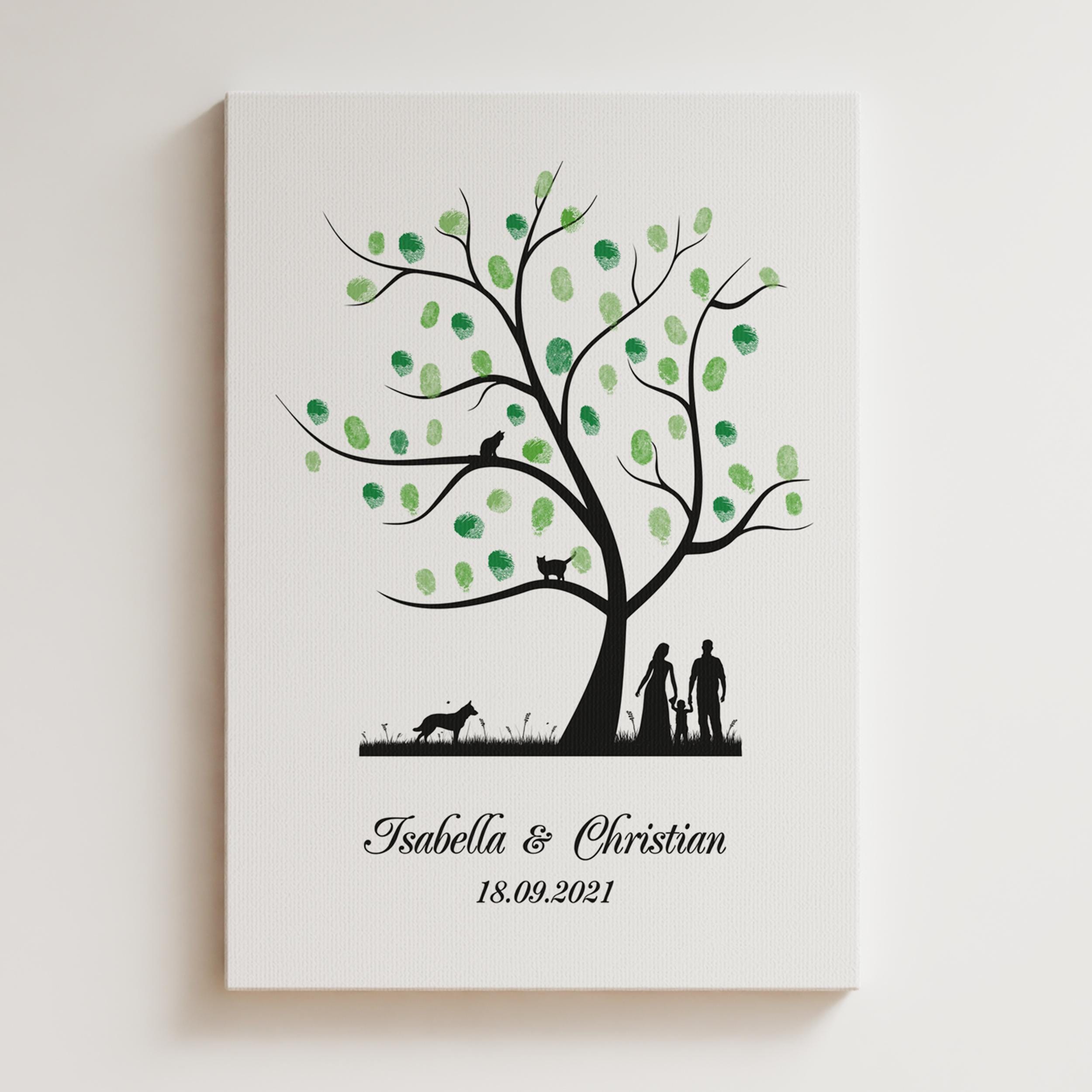 Wedding Tree, Wedding Gift Personalized, Fingerprint Tree Wedding Guestbook Alternative, Wedding Tree Canvas Poster - Classic