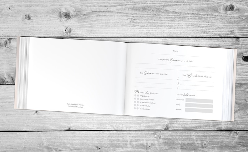 Gästebuch Hochzeit Deluxe PERSONALISIERT edel Gold Roségold Silber Kupfer beige mit Fragen oder weißen Seiten A4 Bild 5