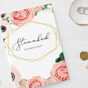 Stammbuch der Familie | Modern Floral | Hardcover mit Ringmechanik, inklusive Register | personalisiert Name Datum | Rosa Greenery