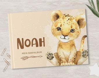 Gepersonaliseerd babycadeaualbum - Mijn eerste jaar, geboortealbum, babydagboek, mijlpaalboek voor baby's, 1e jaar | LÖWE