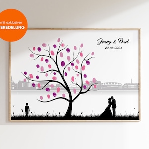 Guestbook Wedding Wedding Tree Weddingtree arbre à empreinte mariage Leverkusen canvas premium paper, fingerprint gift image 1