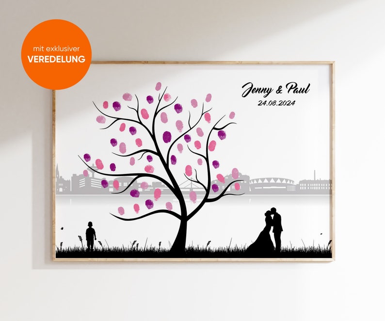 Guestbook Wedding Wedding Tree Weddingtree arbre à empreinte mariage Leverkusen canvas premium paper, fingerprint gift image 1