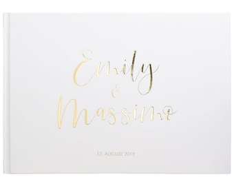 Guestbook Wedding luxurious customized with name and date gold, silver, copper or rose gold finishing