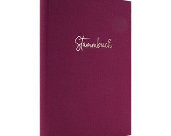 Family book - Premium linen wine red with gold finishing - hardcover with ring mechanism, including register (15 x 22 cm, classic)