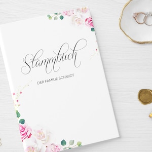 Stammbuch der Familie | Wild Rose | Hardcover mit Ringmechanik, inklusive Register | personalisiert Name Datum | Rosa Greenery