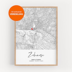 Mappa della città, casa, appartamento, regalo di inaugurazione della casa - regalo personalizzato, coordinate, foto, casa, trasloco, San Valentino, cerimonia di completamento del matrimonio, costruzione della casa