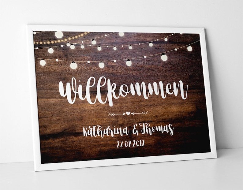 Wedding Welcome Sign Vintage Wooden Welcome image 1