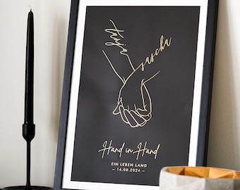 Wedding gift customized with name date | wedding picture bride and groom hand in hand | wedding anniversary Valentine's Day anniversary