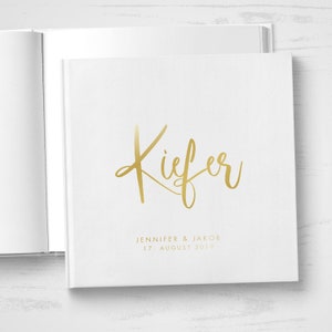 Gästebuch Hochzeit mit und ohne Fragen weiße Seiten blanko fotobuch edel romantisch gold roségold silber kupfer veredelung personalisiert Bild 7