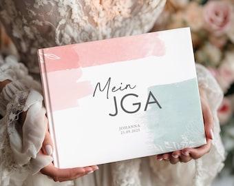 Wedding guest book with and without questions, white pages, blank photo book, romantic, bachelorette party, watercolor, personalized