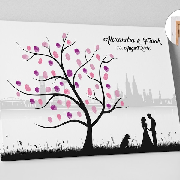 Guest book wedding Weddingtree Cologne canvas premium paper gift celebration fingerprint tree personalized refined