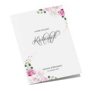 25 x Kirchenheft Wild Rose - DIN A5 einseitig bedruckt Hochzeit personalisiert Namen & Datum Kirchenhefte Rosen