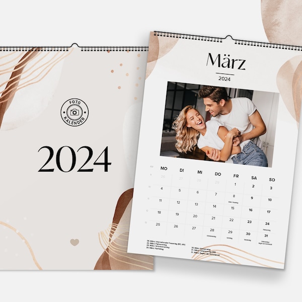 Fotokalender Bastelkalender 2024, Wandkalender, Geschenk, Geburtstaggeschenk, Kalender zum selbst gestalten - Watercolor Boho - DIN A4