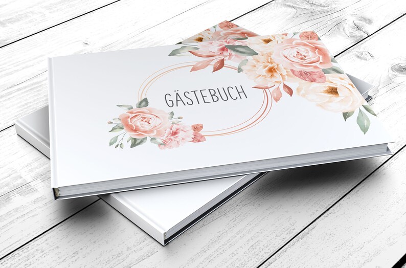 Guestbook wedding with and without questions white pages blank photo book romantic photo couple Flower Love