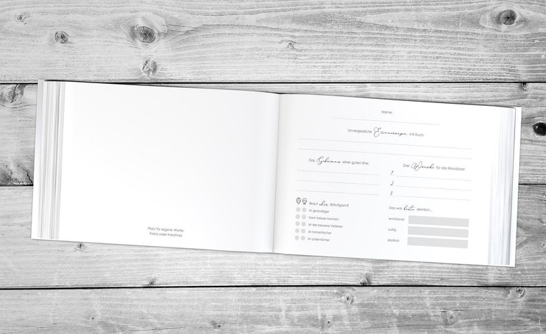 Gästebuch Hochzeit Deluxe PURE WHITE PERSONALISIERT weiss Gold Veredelung mit und ohne Fragen A4 Hardcover edel schick clean Bild 5